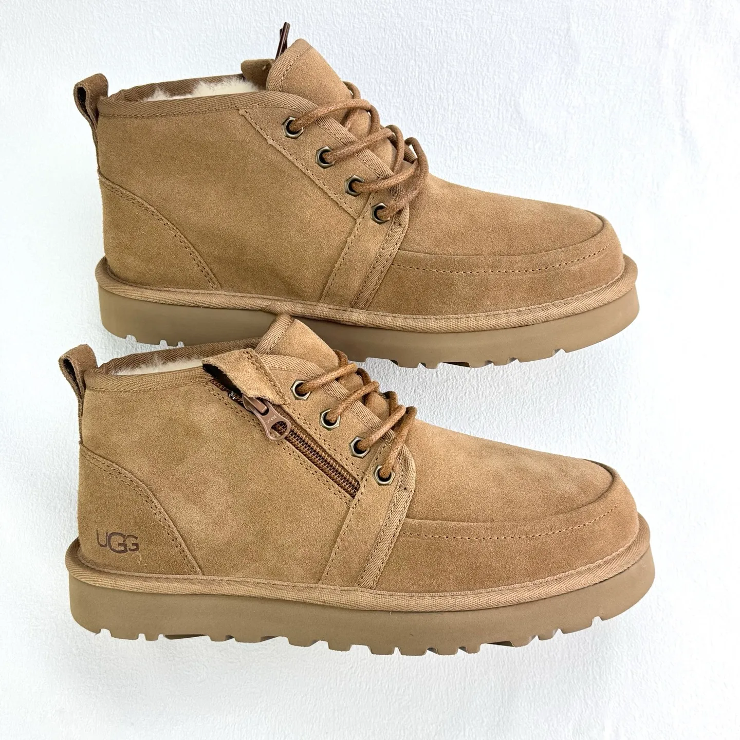 💰600 1163095 Newm zipper shell. Classic Newm series. Upgraded side zipper style for easy putting on and taking off. High satin smooth cow suede material. It won’t freeze your feet in the winter. You must arrange the hair adding. Size: 39 40 41 42 43 44 45